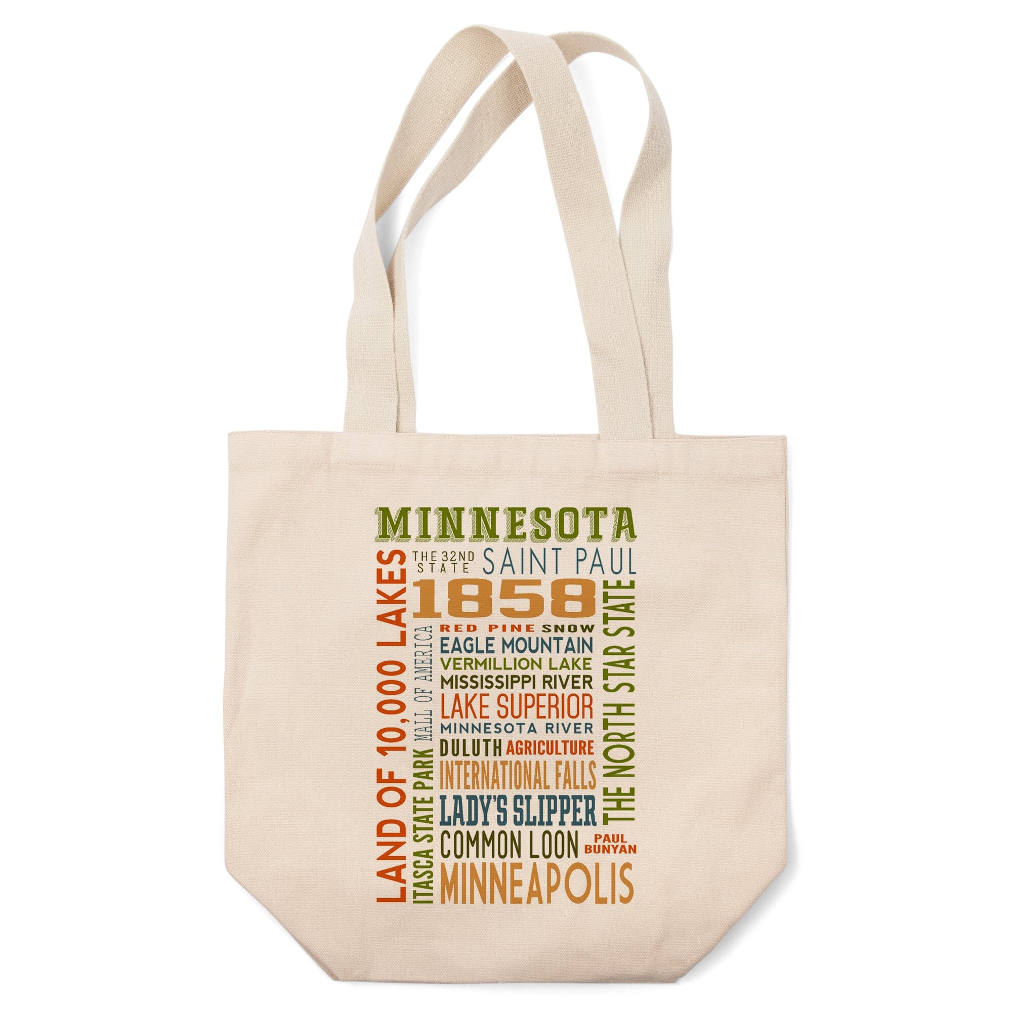 Minnesota Typography Lantern Press Artwork Tote Bag