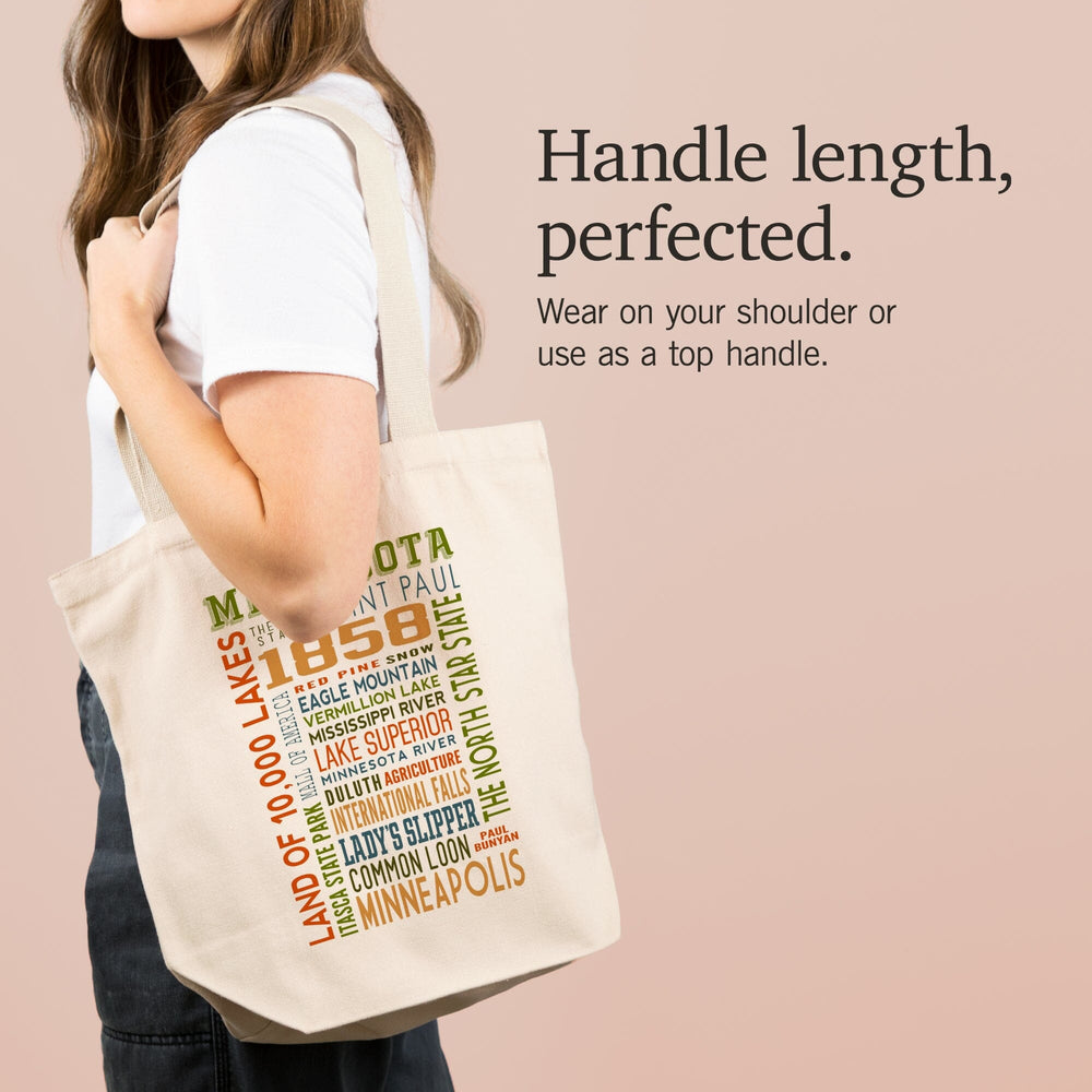 Minnesota, Typography, Tote Bag Totes Lantern Press 