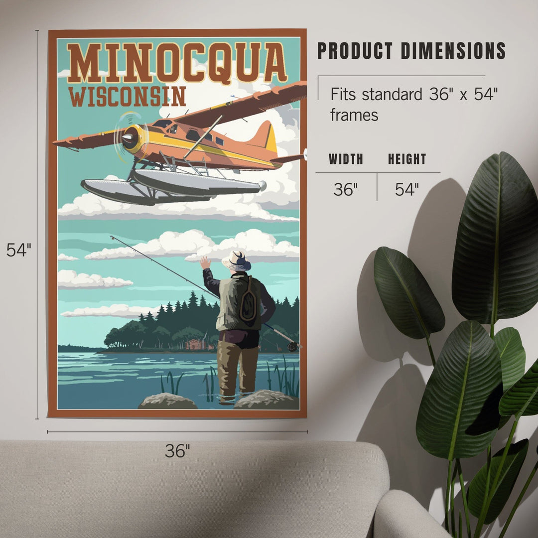 Minocqua, Wisconsin, Float Plane and Fisherman, Art & Giclee Prints Art Lantern Press 