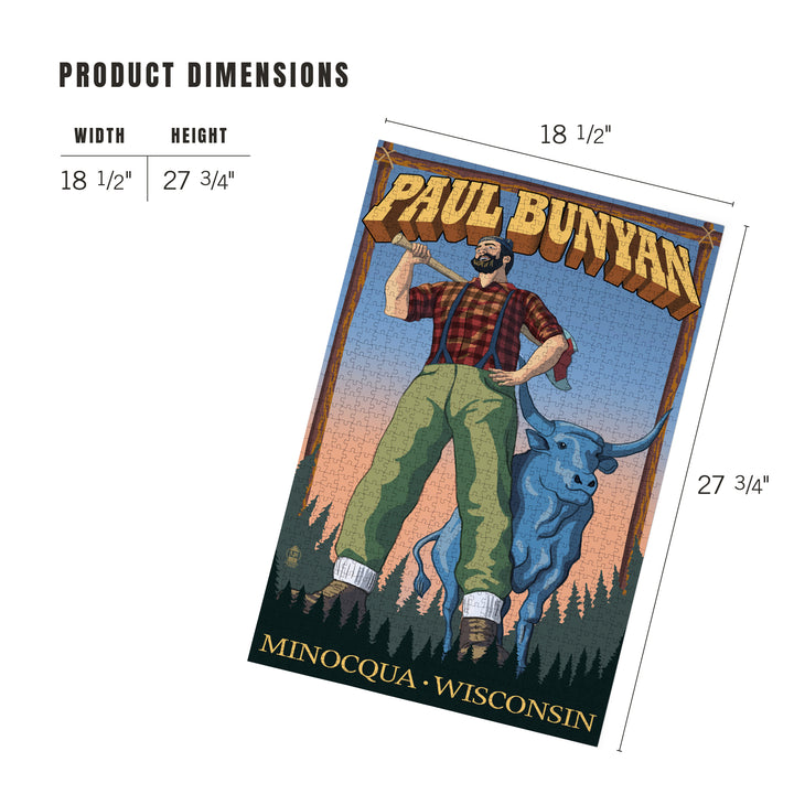 Minocqua, Wisconsin, Paul Bunyan, Jigsaw Puzzle Puzzle Lantern Press 