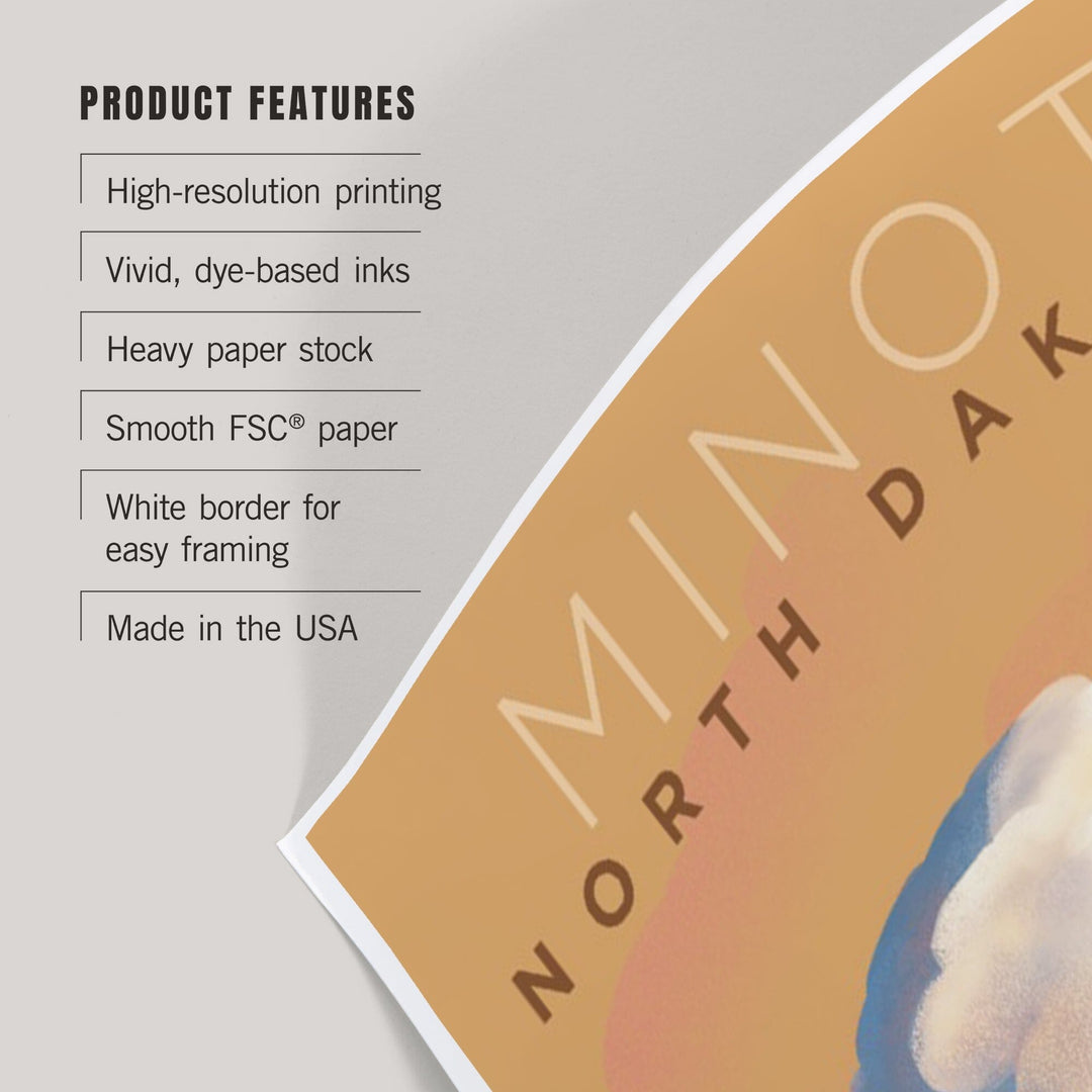Minot, North Dakota, White-tailed Deer and Rain Cloud, Lithograph, Art & Giclee Prints Art Lantern Press 