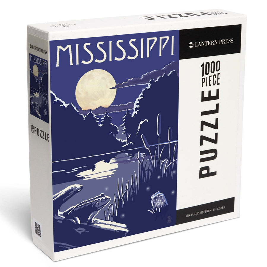 Mississippi, Lake at Night, Jigsaw Puzzle Puzzle Lantern Press 