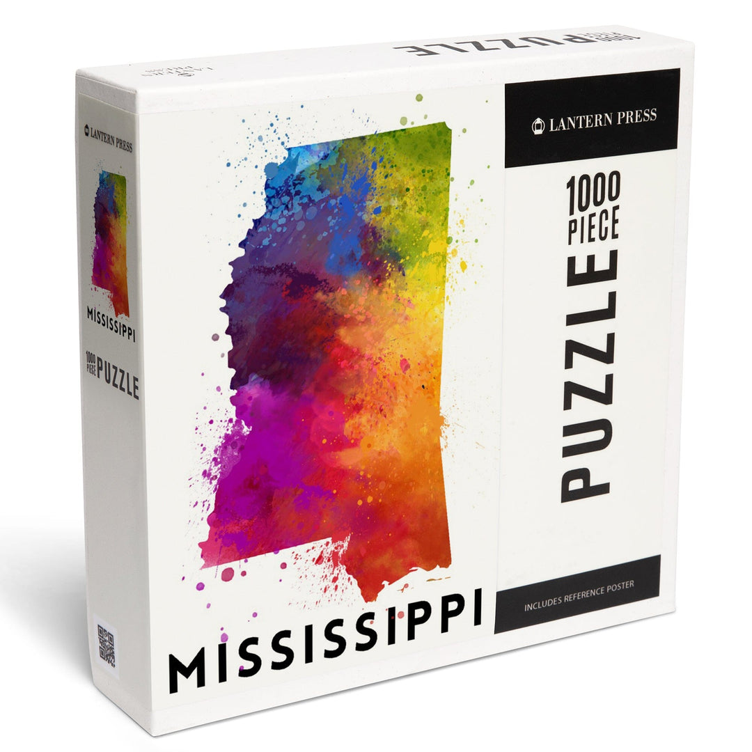 Mississippi, State Abstract Watercolor, Jigsaw Puzzle Puzzle Lantern Press 