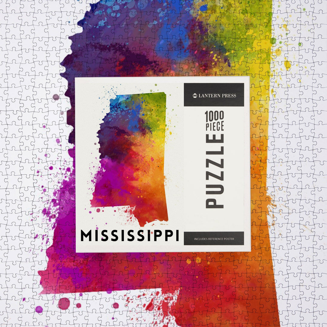 Mississippi, State Abstract Watercolor, Jigsaw Puzzle Puzzle Lantern Press 