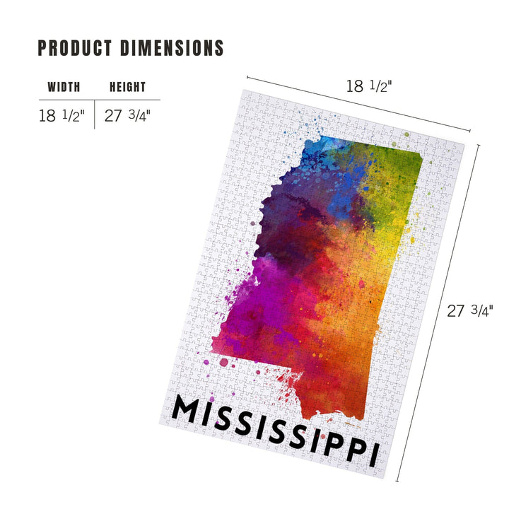 Mississippi, State Abstract Watercolor, Jigsaw Puzzle Puzzle Lantern Press 