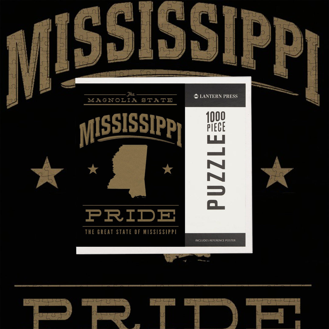 Mississippi State Pride, Gold on Black, Jigsaw Puzzle Puzzle Lantern Press 