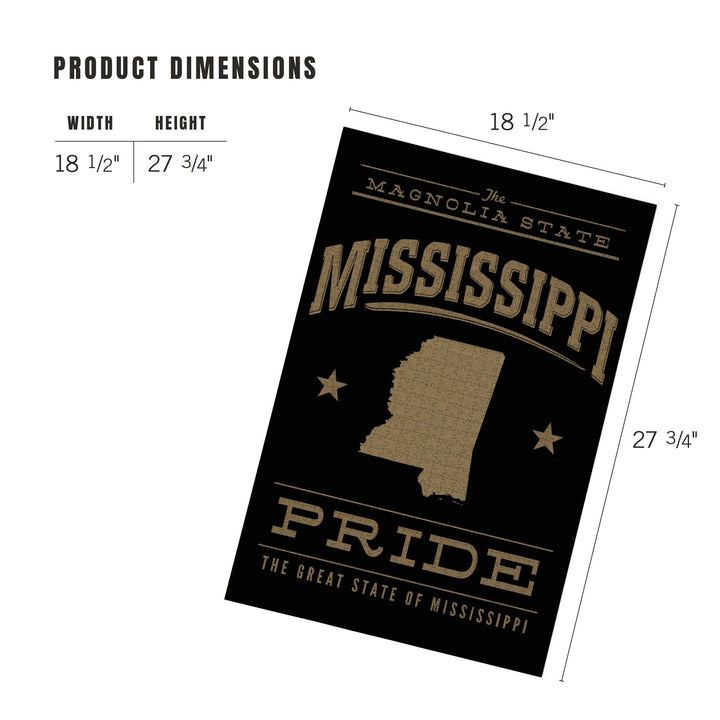 Mississippi State Pride, Gold on Black, Jigsaw Puzzle Puzzle Lantern Press 