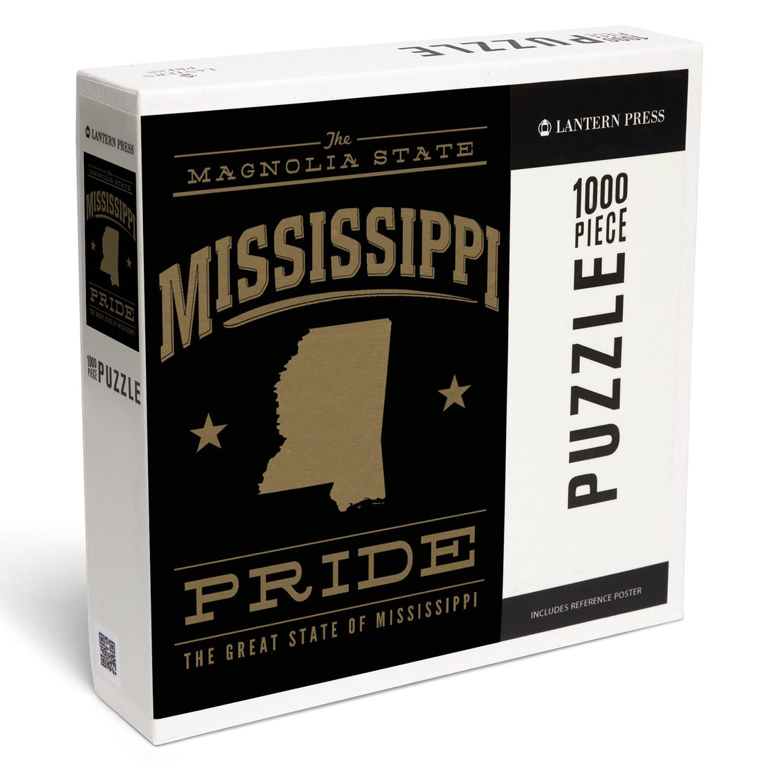 Mississippi State Pride, Gold on Black, Jigsaw Puzzle Puzzle Lantern Press 