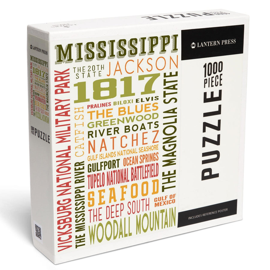 Mississippi, Typography, Jigsaw Puzzle Puzzle Lantern Press 