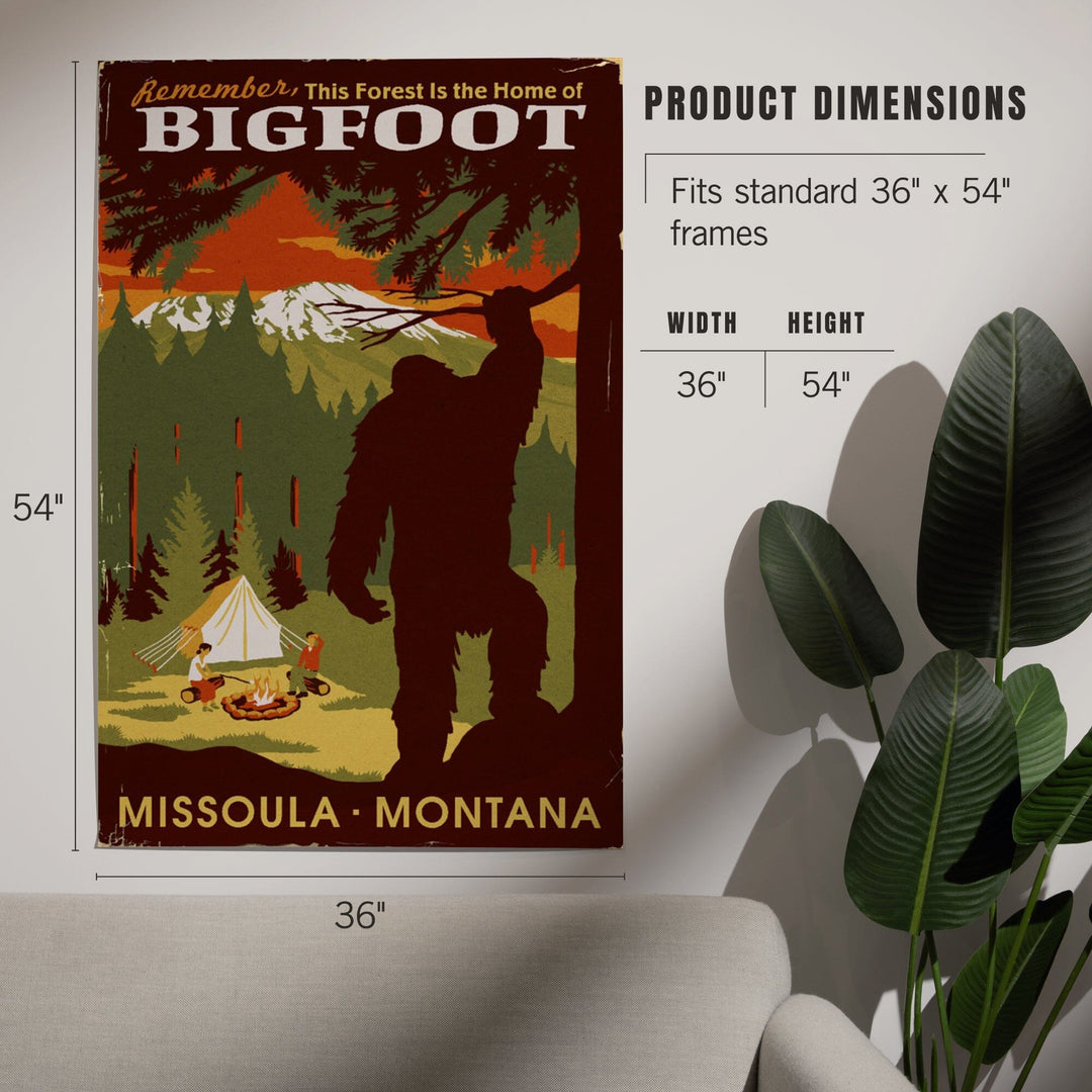 Missoula, Montana, Home of Bigfoot, WPA Style, Art & Giclee Prints Art Lantern Press 