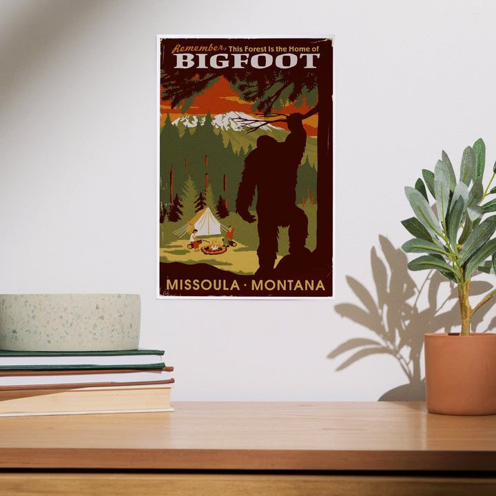 Missoula, Montana, Home of Bigfoot, WPA Style, Art & Giclee Prints Art Lantern Press 