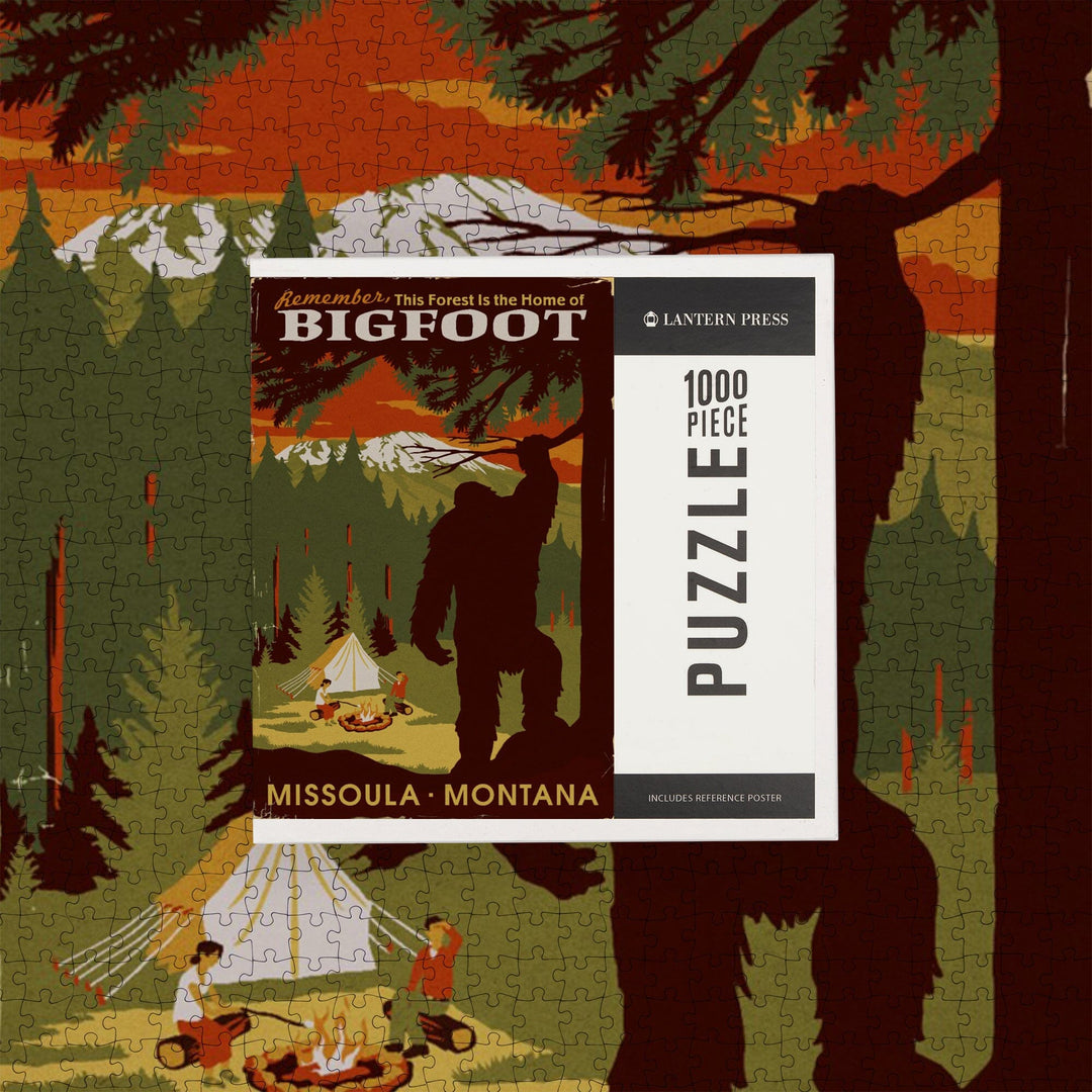 Missoula, Montana, Home of Bigfoot, WPA Style, Jigsaw Puzzle Puzzle Lantern Press 