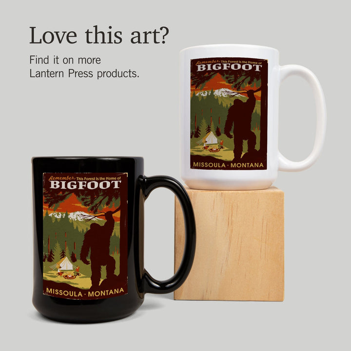 Missoula, Montana, Home of Bigfoot, WPA Style, Lantern Press Artwork, Ceramic Mug Mugs Lantern Press 