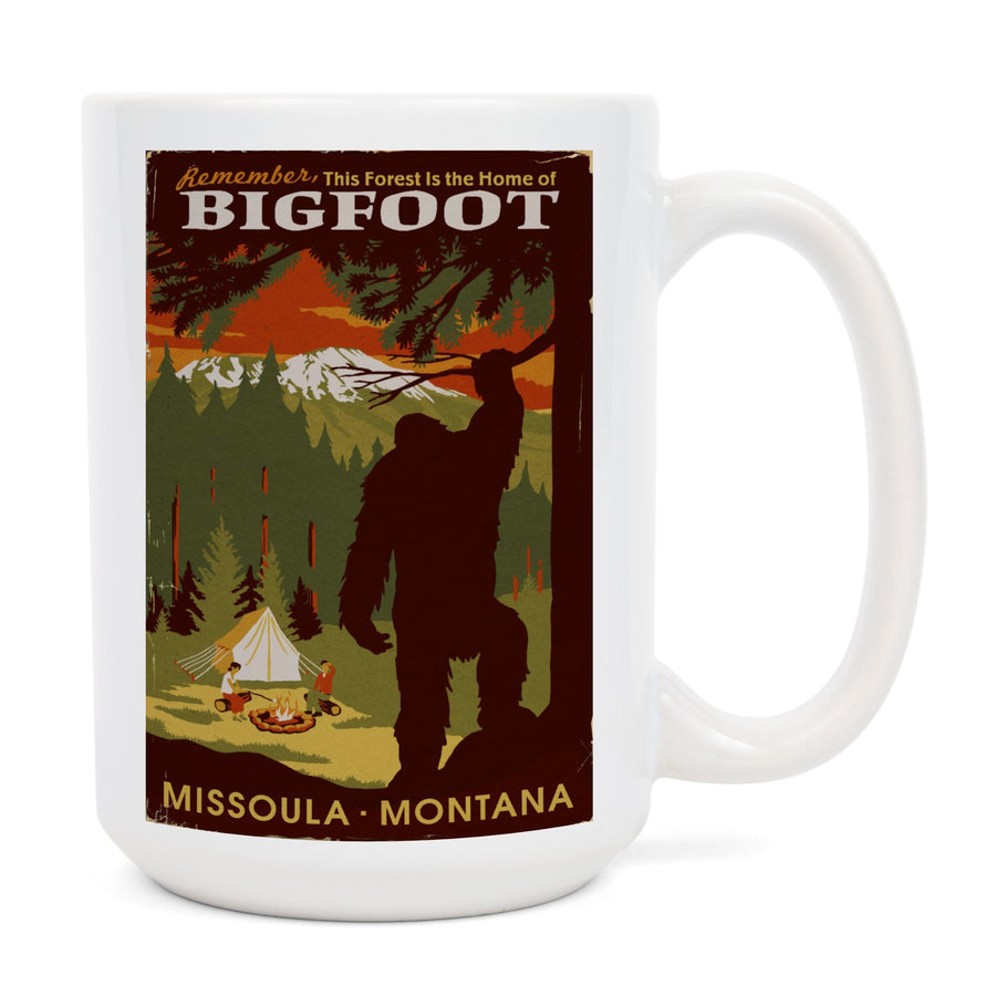 Missoula, Montana, Home of Bigfoot, WPA Style, Lantern Press Artwork, Ceramic Mug Mugs Lantern Press 