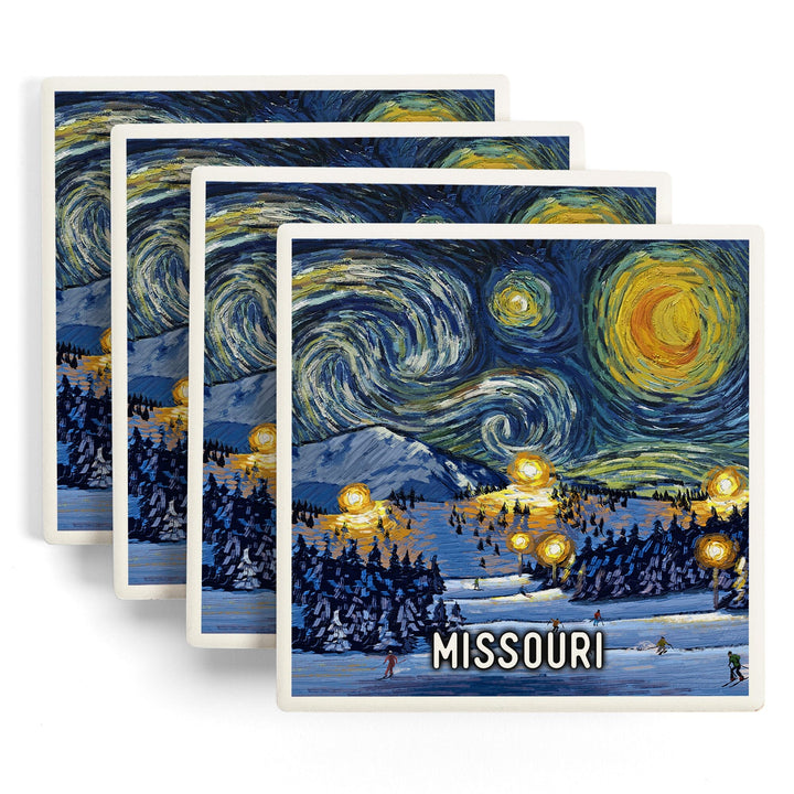 Missouri, Starry Night, Ski, Coasters Coasters Lantern Press 