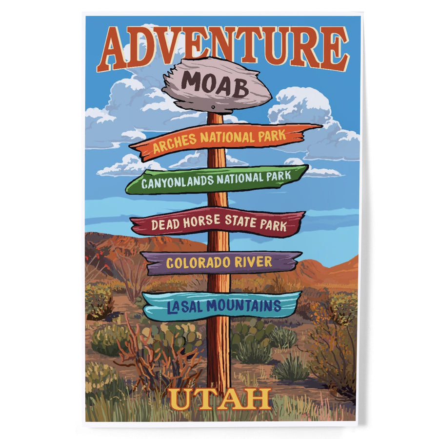 Moab, Utah, Destination Signpost, Art & Giclee Prints Art Lantern Press 