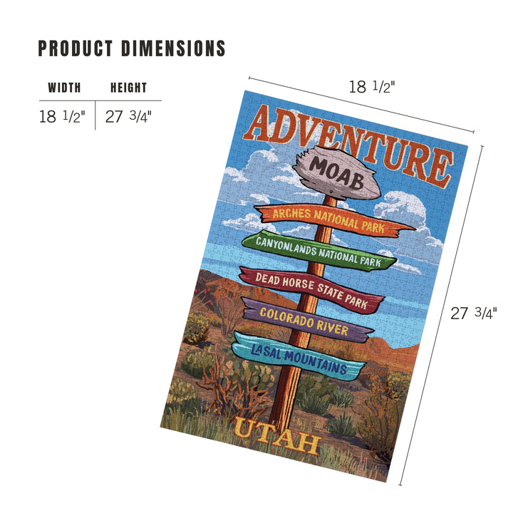Moab, Utah, Destination Signpost, Jigsaw Puzzle Puzzle Lantern Press 