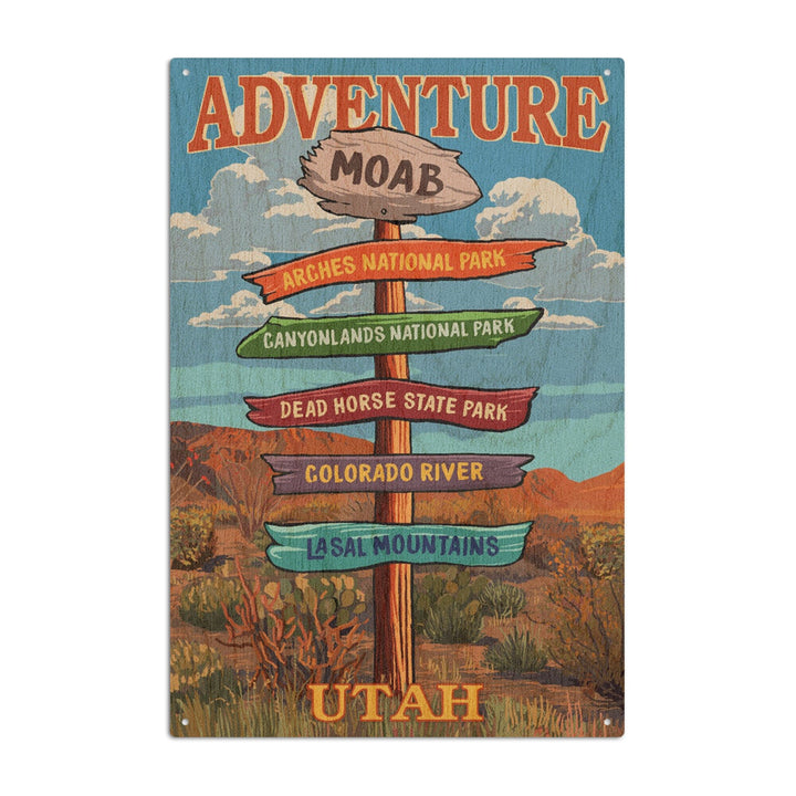 Moab, Utah, Destination Signpost, Lantern Press Artwork, Wood Signs and Postcards Wood Lantern Press 10 x 15 Wood Sign 