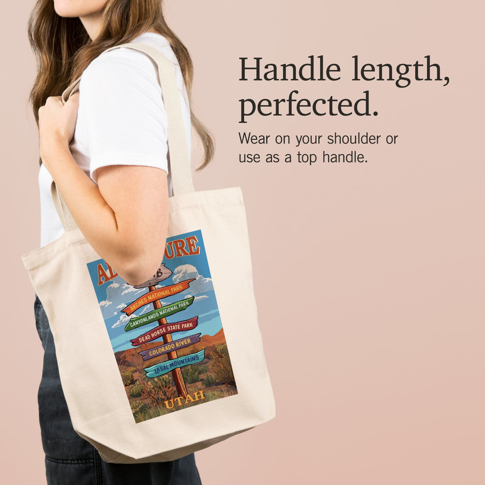 Moab, Utah, Destination Signpost, Tote Bag Totes Lantern Press 