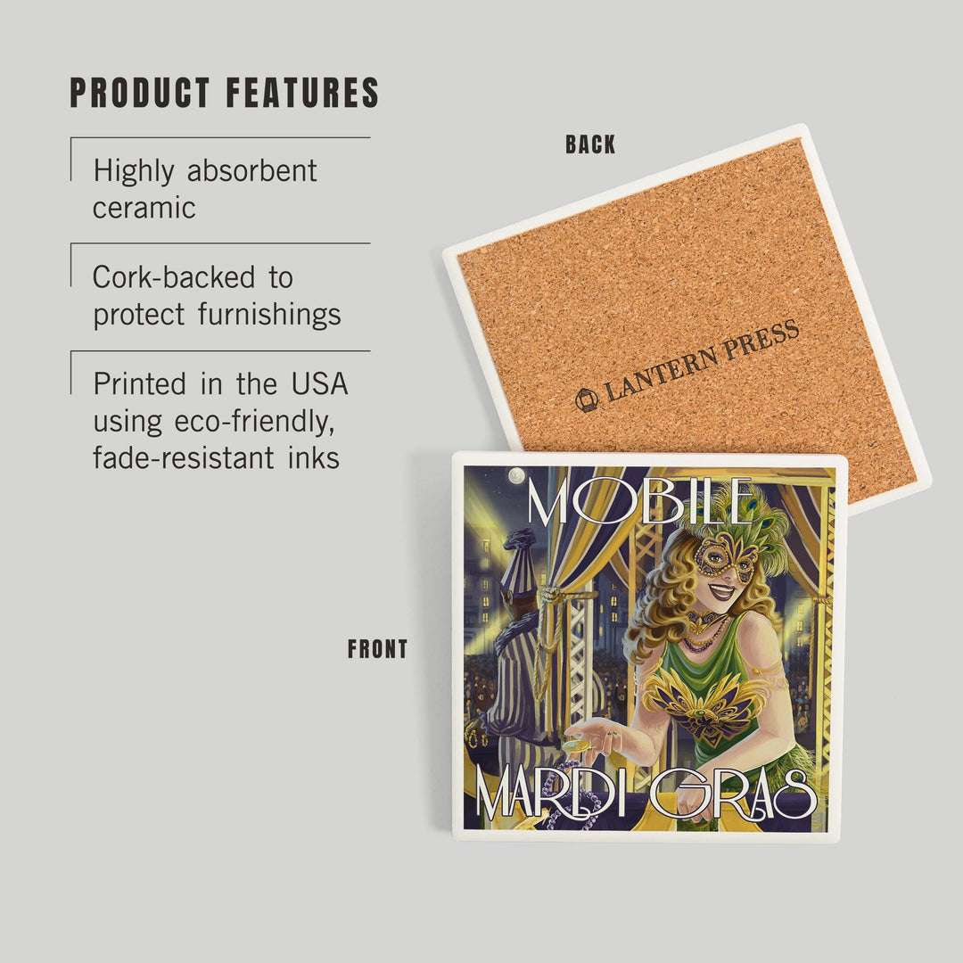 Mobile, Alabama, Mardi Gras, Coasters Coasters Lantern Press 