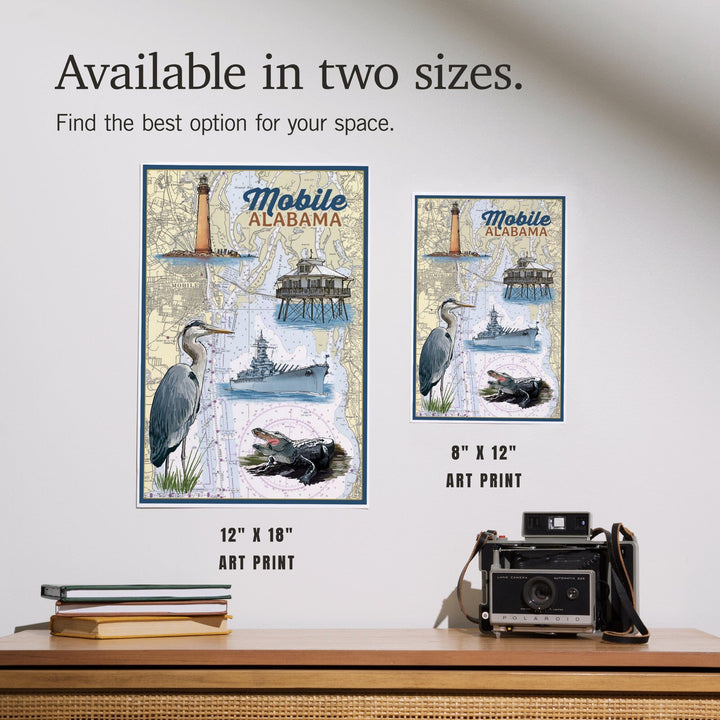 Mobile, Alabama, Nautical Chart, Art & Giclee Prints Art Lantern Press 