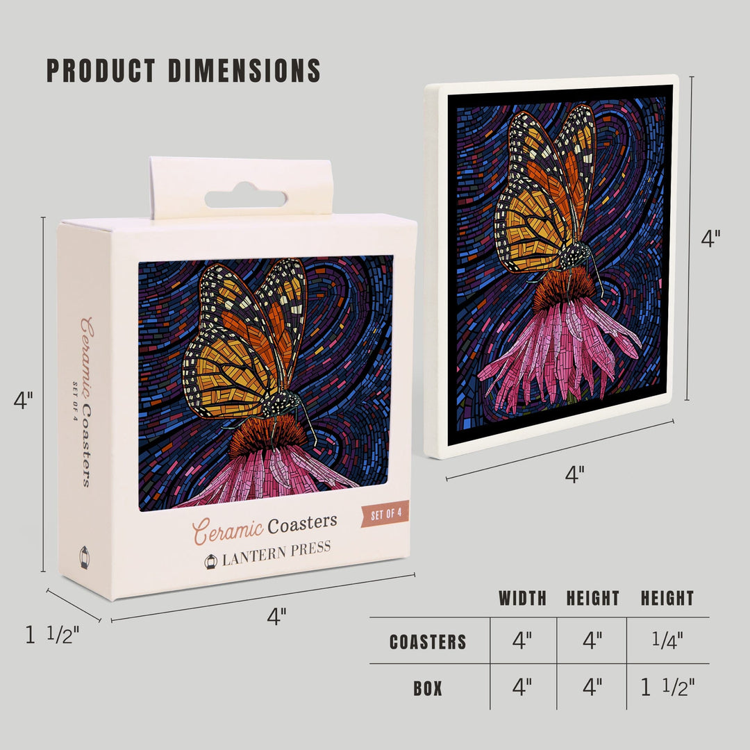 Monarch Butterfly, Paper Mosaic, Coasters Coasters Lantern Press 