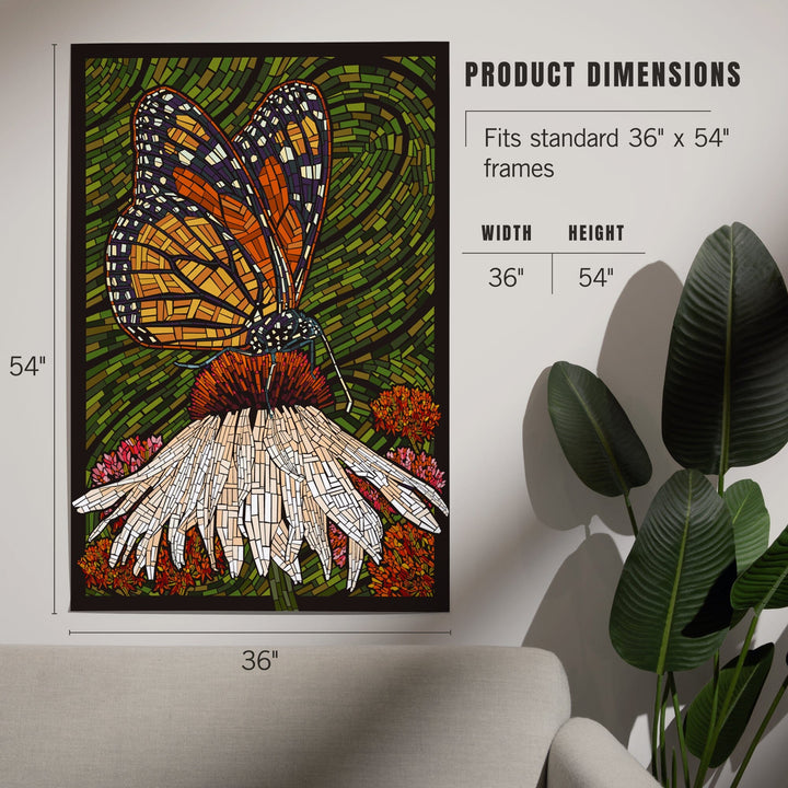 Monarch Butterfly, Paper Mosaic, Green Background, Art & Giclee Prints Art Lantern Press 