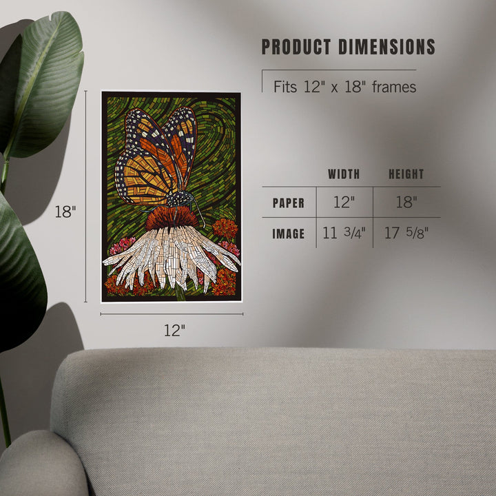 Monarch Butterfly, Paper Mosaic, Green Background, Art & Giclee Prints Art Lantern Press 