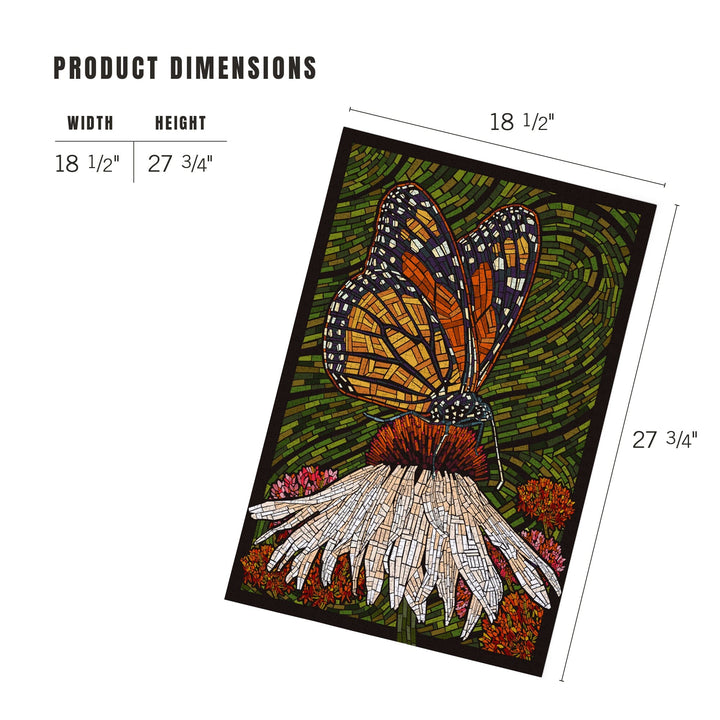 Monarch Butterfly, Paper Mosaic, Green Background, Jigsaw Puzzle Puzzle Lantern Press 