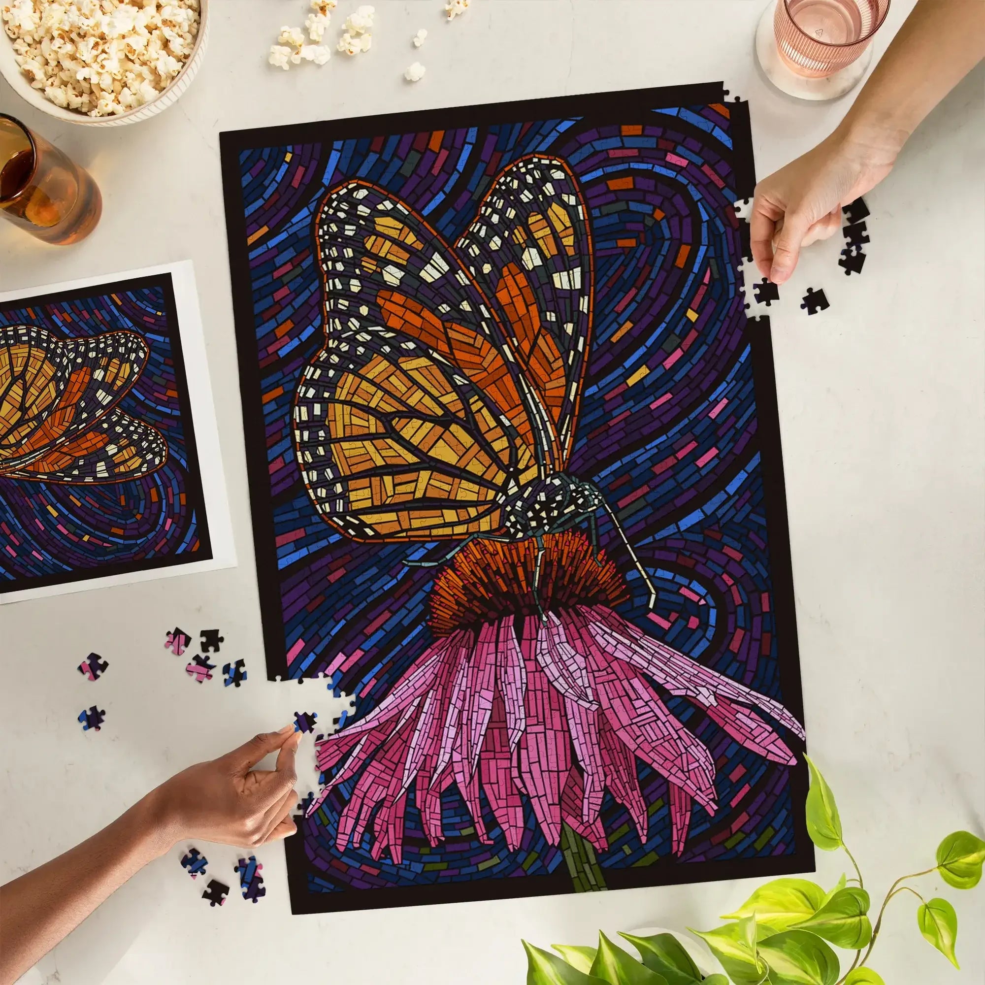 Monarch Butterfly, Paper Mosaic, 1000 piece jigsaw puzzle