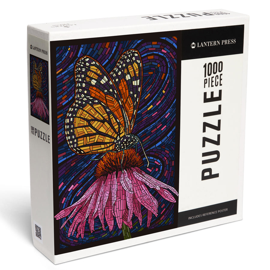 Monarch Butterfly, Paper Mosaic, Jigsaw Puzzle Puzzle Lantern Press 