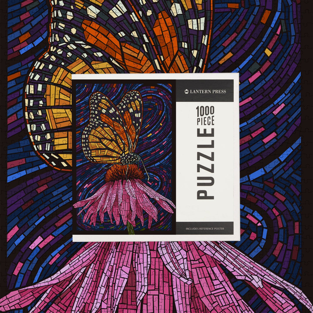 Monarch Butterfly, Paper Mosaic, Jigsaw Puzzle Puzzle Lantern Press 