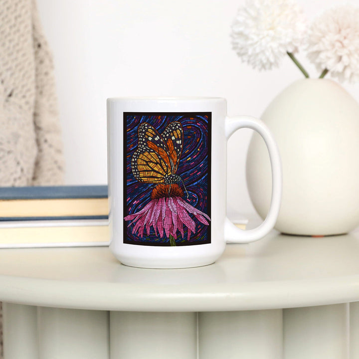 Monarch Butterfly, Paper Mosaic, Lantern Press Artwork, Ceramic Mug Mugs Lantern Press 