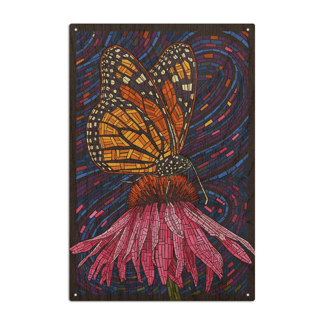 Monarch Butterfly, Paper Mosaic, Lantern Press Artwork, Wood Signs and Postcards Wood Lantern Press 10 x 15 Wood Sign 