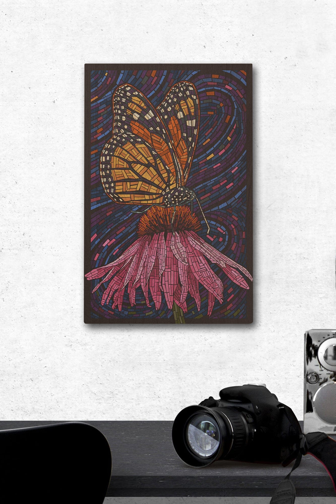 Monarch Butterfly, Paper Mosaic, Lantern Press Artwork, Wood Signs and Postcards Wood Lantern Press 12 x 18 Wood Gallery Print 