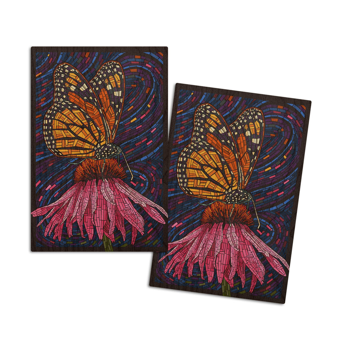 Monarch Butterfly, Paper Mosaic, Lantern Press Artwork, Wood Signs and Postcards Wood Lantern Press 4x6 Wood Postcard Set 
