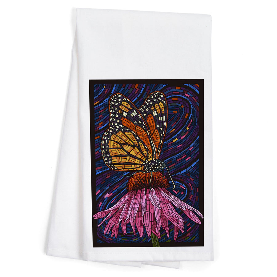 Monarch Butterfly, Paper Mosaic, Organic Cotton Kitchen Tea Towels Kitchen Lantern Press 
