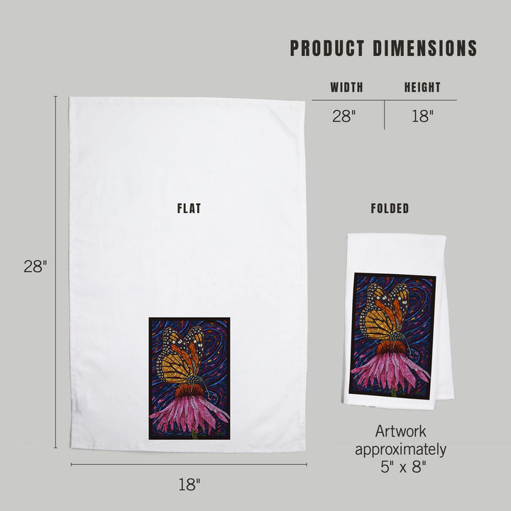 Monarch Butterfly, Paper Mosaic, Organic Cotton Kitchen Tea Towels Kitchen Lantern Press 