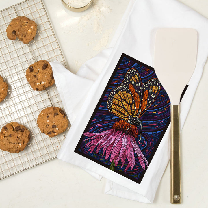 Monarch Butterfly, Paper Mosaic, Organic Cotton Kitchen Tea Towels Kitchen Lantern Press 