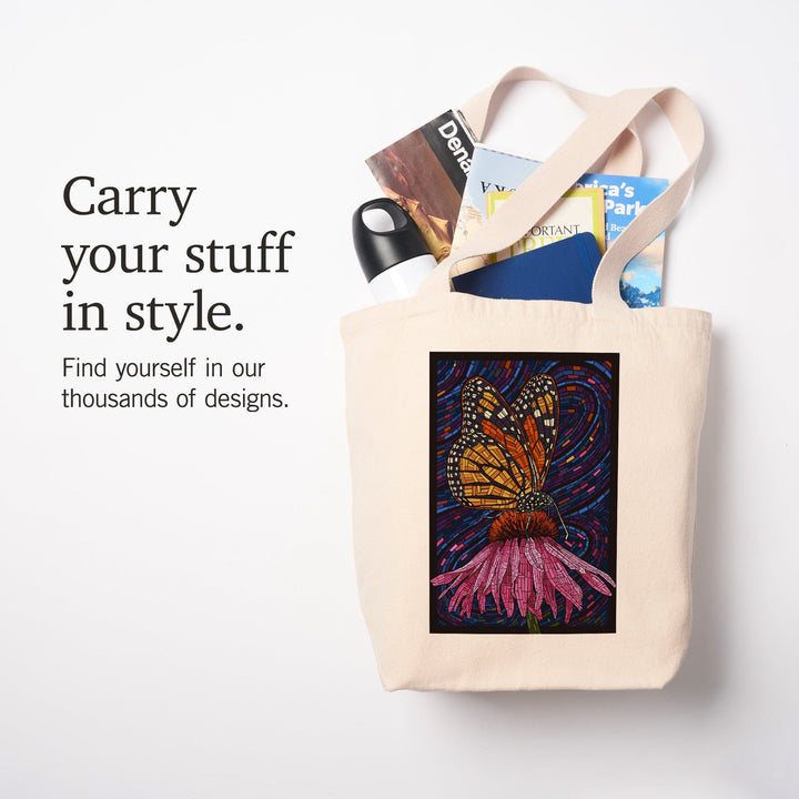 Monarch Butterfly, Paper Mosaic, Tote Bag Totes Lantern Press 