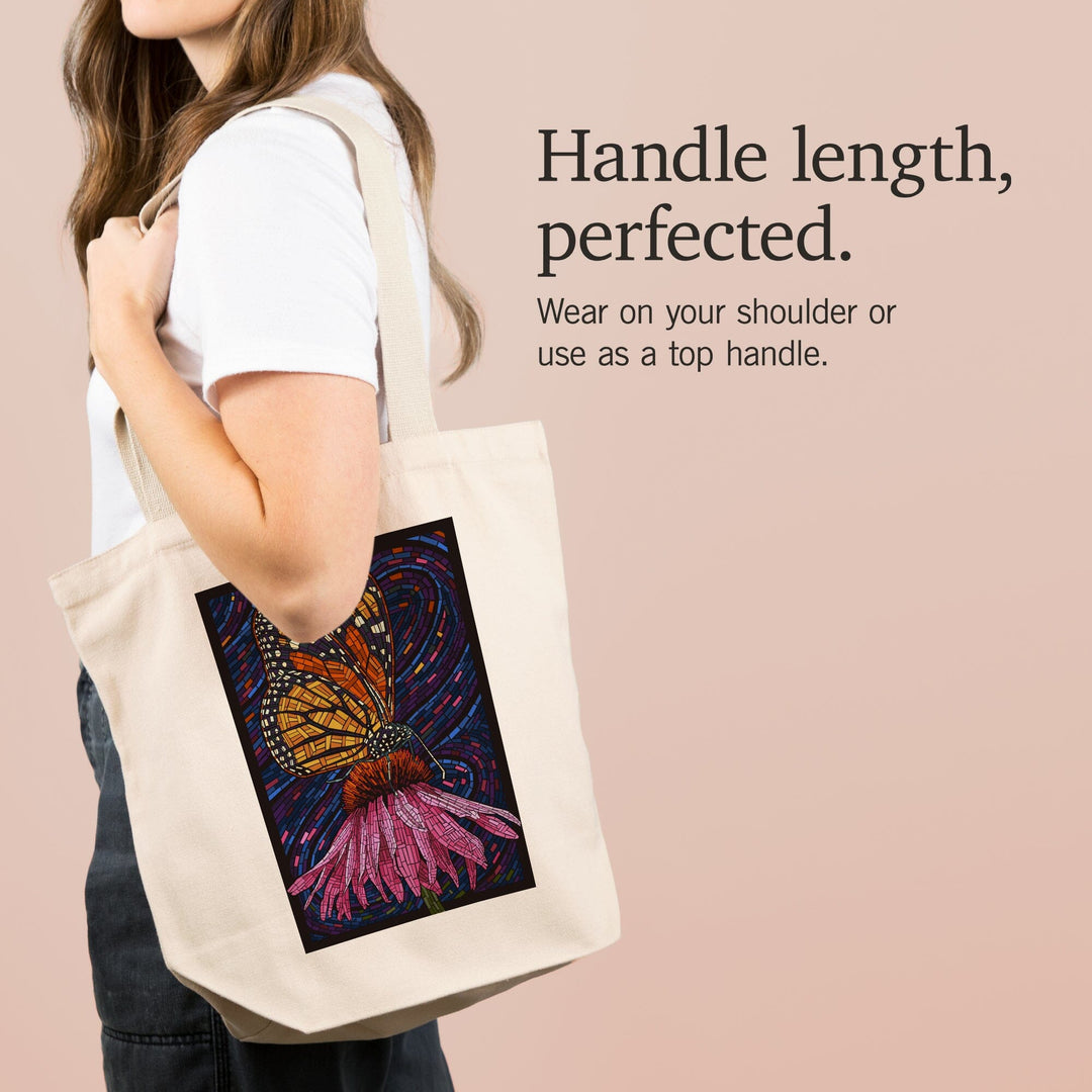 Monarch Butterfly, Paper Mosaic, Tote Bag Totes Lantern Press 