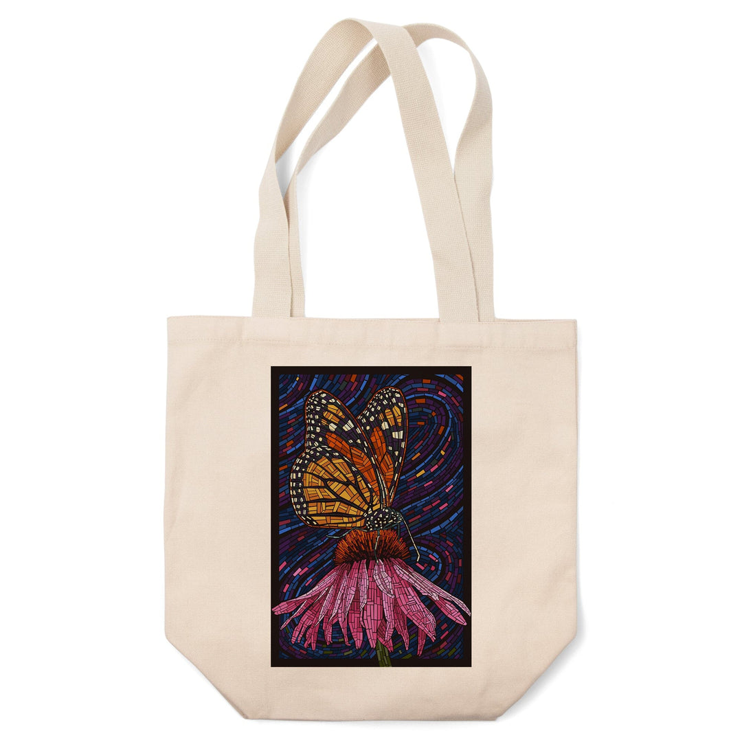 Monarch Butterfly, Paper Mosaic, Tote Bag Totes Lantern Press 