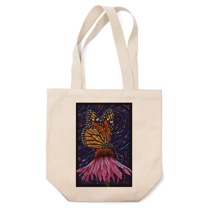 Monarch Butterfly, Paper Mosaic, Tote Bag Totes Lantern Press 