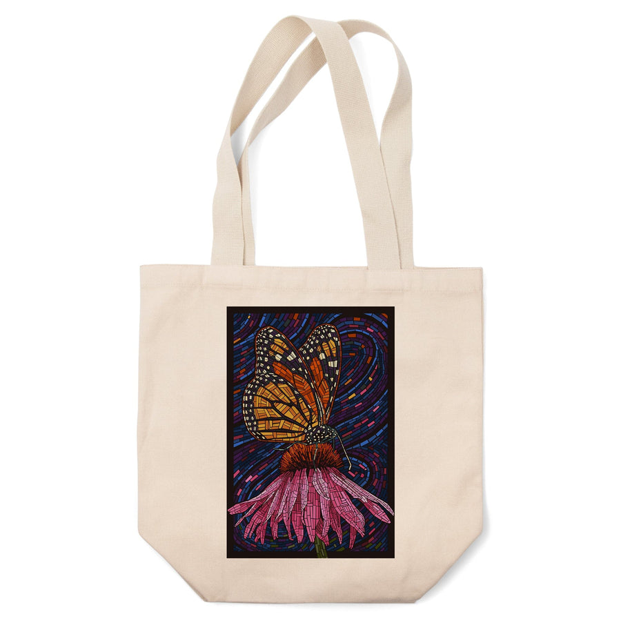 Monarch Butterfly, Paper Mosaic, Tote Bag Totes Lantern Press 