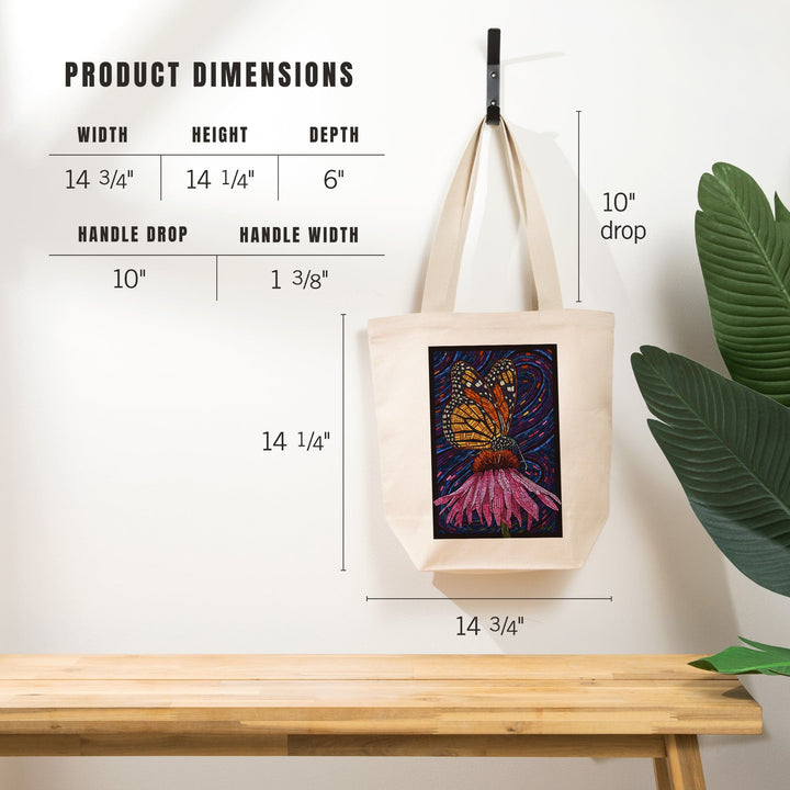 Monarch Butterfly, Paper Mosaic, Tote Bag Totes Lantern Press 