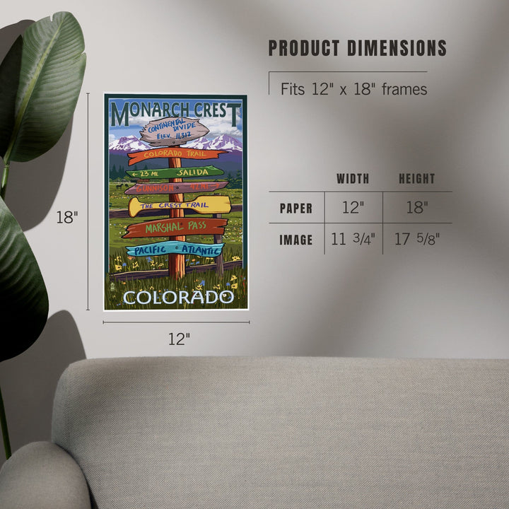 Monarch Crest, Colorado, Destination Signpost, Art & Giclee Prints Art Lantern Press 