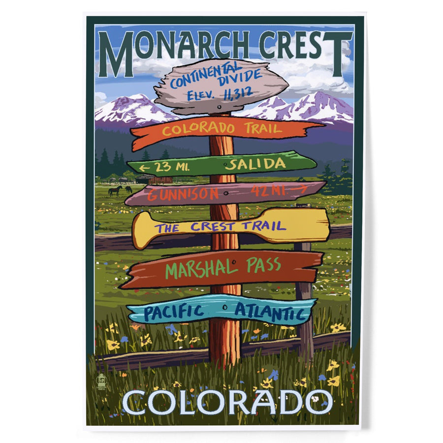 Monarch Crest, Colorado, Destination Signpost, Art & Giclee Prints Art Lantern Press 