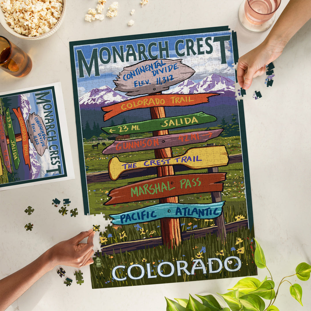 Monarch Crest, Colorado, Destination Signpost, Jigsaw Puzzle Puzzle Lantern Press 