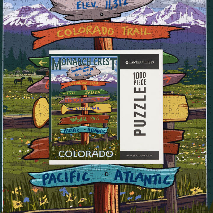 Monarch Crest, Colorado, Destination Signpost, Jigsaw Puzzle Puzzle Lantern Press 