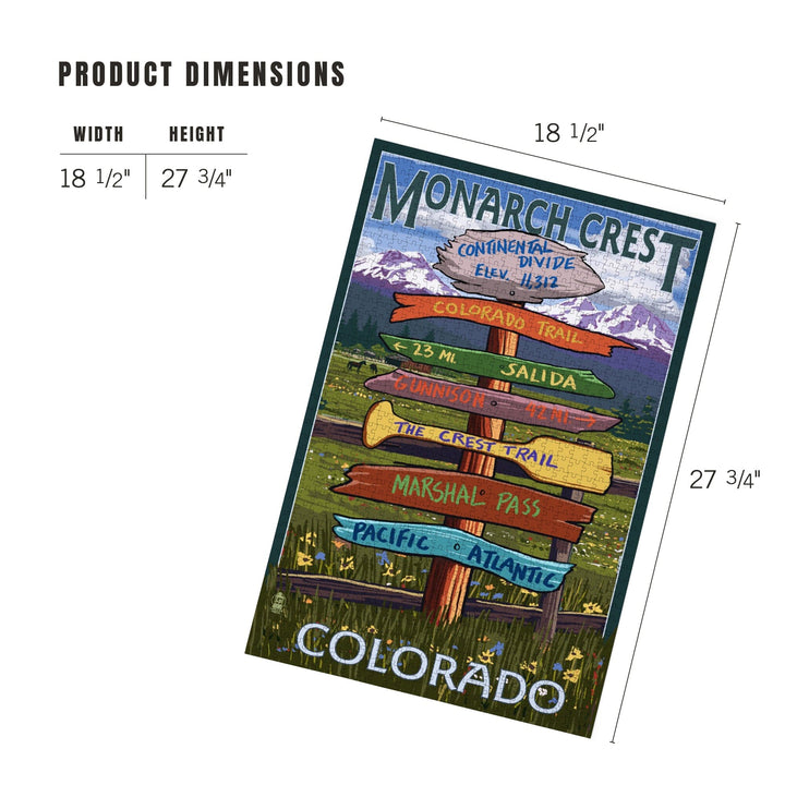 Monarch Crest, Colorado, Destination Signpost, Jigsaw Puzzle Puzzle Lantern Press 